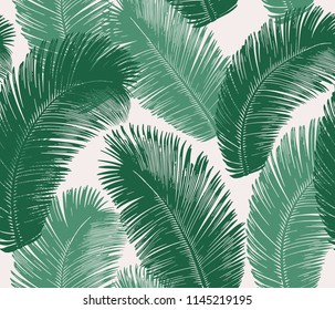 Tropical palm leaves Pattern. Seamless Vector Background.