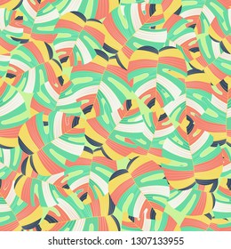 Tropical palm leaves pattern seamless background. Exotic floral fashion foliage art pattern. Seamless beautiful botany palm tree summer decoration design. Print pattern for textile swimwear. Vector