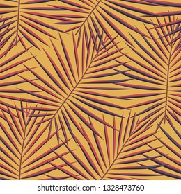 Tropical palm leaves pattern seamless background. Exotic fashion trendy floral foliage pattern. Seamless beautiful botany palm tree summer decoration design.Vector pattern print for swimwear wrapping