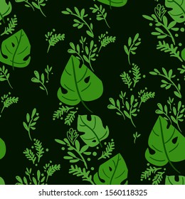 Tropical palm leaves pattern seamless