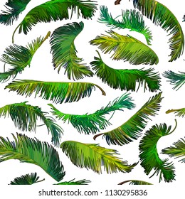 Tropical palm leaves seamless background. Vector illustration EPS10