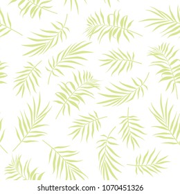 Tropical palm leaves seamless pattern on a white background