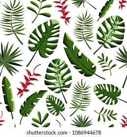 Tropical palm leaves seamless pattern. Stock vector