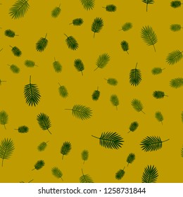 Tropical palm leaves seamless pattern. Jungle background