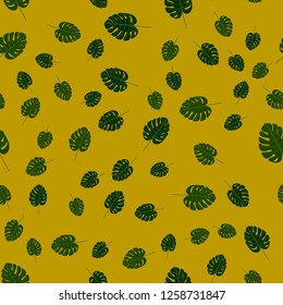 Tropical palm leaves seamless pattern. Jungle background