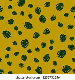 Tropical palm leaves seamless pattern. Jungle background