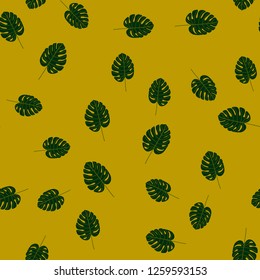 Tropical palm leaves seamless pattern. Jungle background