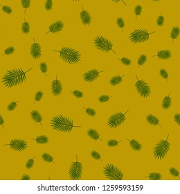 Tropical palm leaves seamless pattern. Jungle background