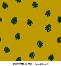 Tropical palm leaves seamless pattern. Jungle background
