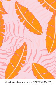 Tropical palm leaves seamless pattern. Background with banana leaves