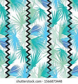 Tropical palm leaves seamless pattern vector ornament