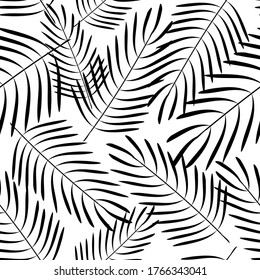 Tropical palm leaves seamless pattern. Summer texture. Vector illustration.