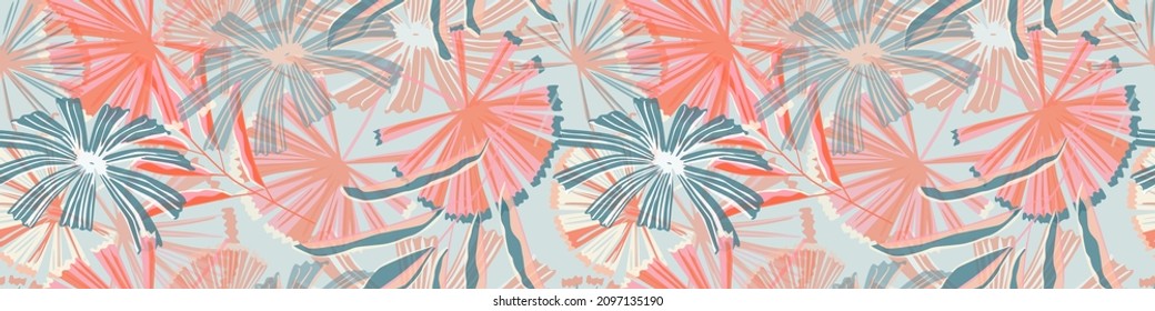 Tropical palm leaves seamless pattern. Abstract jungle leaves botanical wallpaper. Modern foliage backdrop. Creative design for fabric , textile print, wrapping, cover. Vector illustration.