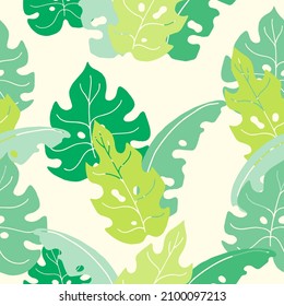 Tropical palm leaves, seamless pattern, vector illustration