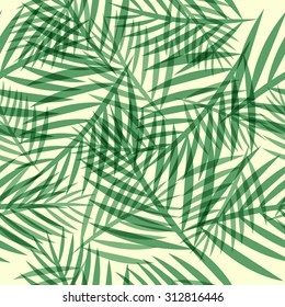 Tropical palm leaves seamless pattern. 