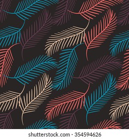 Tropical palm leaves seamless pattern 