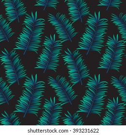 Tropical palm leaves seamless pattern. Vector illustration.