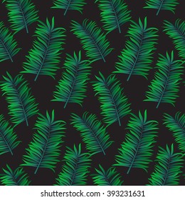 Tropical palm leaves seamless pattern. Vector illustration.