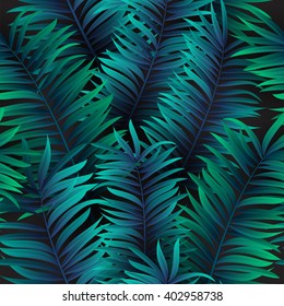 Tropical palm leaves seamless pattern. Vector illustration. EPS 10