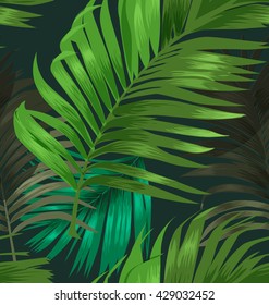 Tropical palm leaves seamless pattern .

