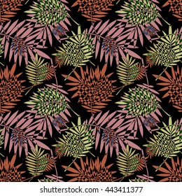 Tropical palm leaves seamless pattern.