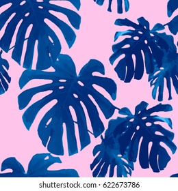 Tropical palm leaves seamless pattern. Palm retro texture. Botanical background for phone case, t-shirt, poster, art print, wallpaper