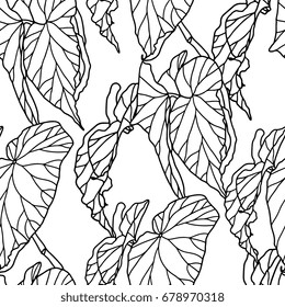 Tropical palm leaves seamless pattern. Floral vector background