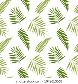 Tropical palm leaves seamless vector floral pattern. Jungle palm branches. Ideal for textile. Summer background