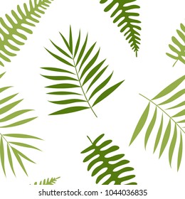 Tropical palm leaves seamless vector floral pattern. Jungle palm branches. Ideal for textile. Summer background