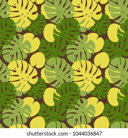 Tropical palm leaves seamless vector floral pattern. Palm and monstera  jungle. Ideal for textile. Summer background