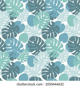 Tropical palm leaves seamless vector floral pattern. Palm and monstera  jungle. Ideal for textile. Summer background