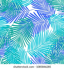 Tropical palm leaves seamless vector floral jungle pattern background. Exotic plant illustration. Summer nature print. Leaves of palm tree.