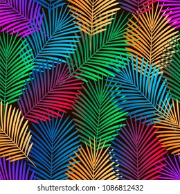 Tropical palm leaves seamless vector floral jungle pattern background. Exotic plant illustration. Summer nature print. Leaves of palm tree.