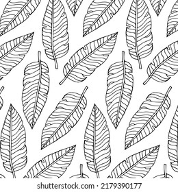Tropical palm leaves seamless vector floral jungle background
