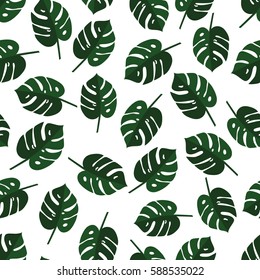 Tropical palm leaves seamless vector floral pattern background. Nature texture. Wrapping paper. Hand drawn flat illustration. 