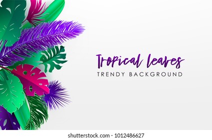 Tropical palm leaves set, drawn vector collection. Isolated on background. Decorative elements, botanical pattern. Trendy Card for invitation, greetings, sale promotion, wedding, banner...
