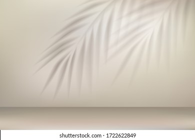 Tropical palm leaves shadow effect. Transparent shadow overlay effect. Mockup with overlay a palm leaves shadow. Vector illustration.