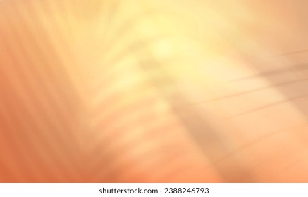 Tropical palm leaves shadow overlay on soft beige background. Realistic vector illustration of branch silhouettes or exotic plant foliage. Pastel wall with blurred leaf and sunlight from window. - Shutterstock ID 2388246793