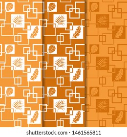 tropical palm leaves and square seamless floral pattern hand drawn leaves