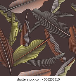 Tropical palm leaves, tree seamless vector jungle floral pattern background, wallpaper
