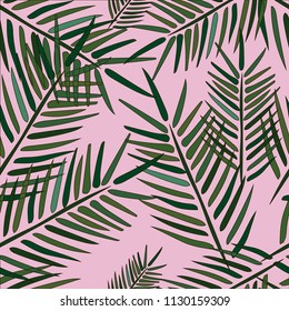 Tropical palm leaves, trees, jungle leaves seamless vector floral pattern background. Seamless pattern tropical palm. Summer pattern