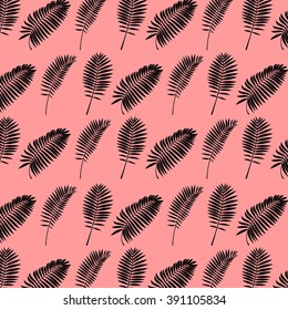 Tropical palm leaves vector background illustration vintage retro jungle pattern