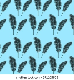 Tropical palm leaves vector background illustration vintage retro jungle pattern