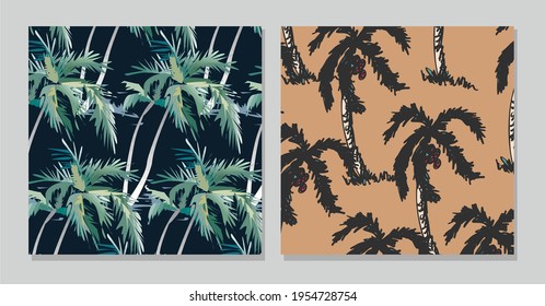 Hojas tropicales de palma, patrón vectorial. Ilustración de follaje de la jungla. Plantas exóticas. El diseño floral de la playa de verano.