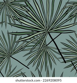 Tropische Palmblätter Vektor nahtloses Muster. Dschungelblumengrafik. Sommerhintergrund.