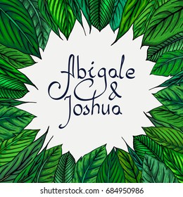 Tropical palm leaves. Vertical banner set. Vector illustration in Doodle Style.