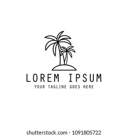 Palm Tree Line Art Logo Minimalist Stock Vector (Royalty Free ...