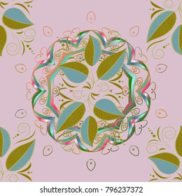 Tropical palm and manifold leaves seamless pattern. Vector illustration. Jungle pattern. Leaves of palm. Variegated leaves on neutral, green and brown colors. Print on cloth template.