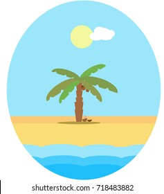 Tropical palm on island with sea