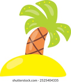Tropical palm on sand colored isolated on white background.Simple illustration for postcards and labels